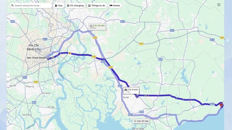 đường đi tới tropicana hồ tràm theo google map